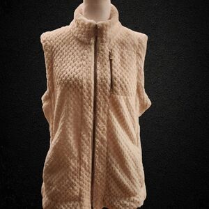Calvin Klein Microfleece Cream Textured Zip-Up Vest Size L